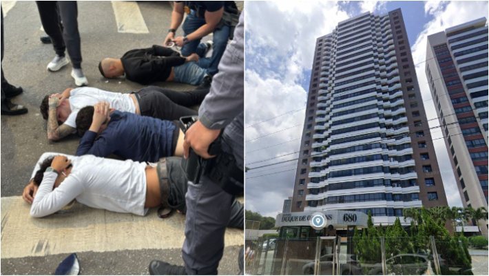 Suspeitos presos por delegado no meio da rua seriam responsáveis por arrombar prédio de luxo em Salvador