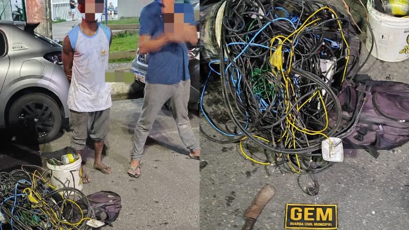 Dupla é presa furtando cabos de imóvel incendiado no Comércio; saiba detalhes 