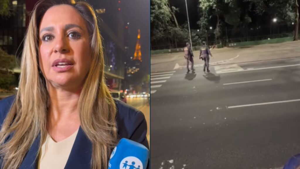 Repórter é alvo de criminoso mesmo com presença da polícia em avenida popular; veja vídeo