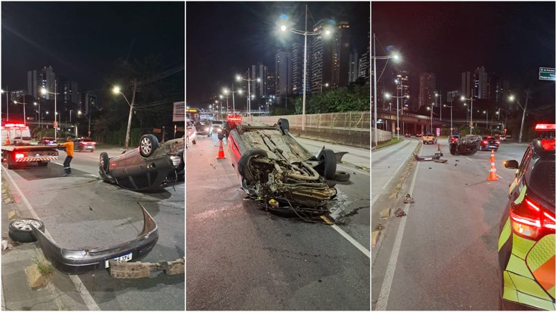 Carro capota na Avenida Juracy Magalhães e condutor é arremessado para outra via; saiba detalhes
