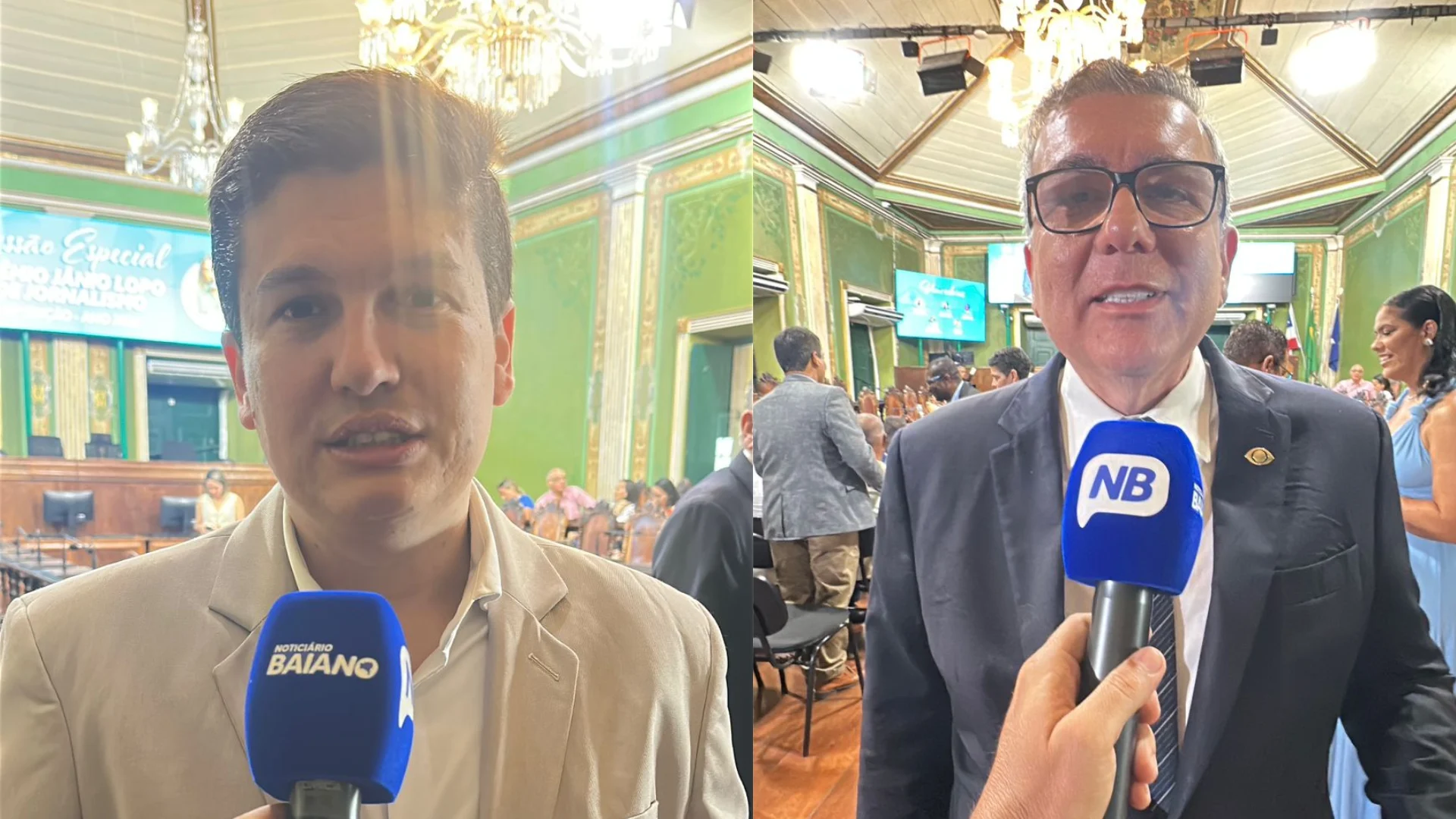 Vídeo: Victor Pinto e Augusto Correia Lima, da Band BA, comemoram entrega do Prêmio Jânio Lopo na categoria TV