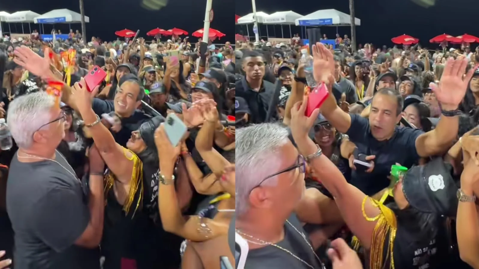 Vídeo: Bruno Reis cai na folia e é tietado pelo público no desfile das fanfarras