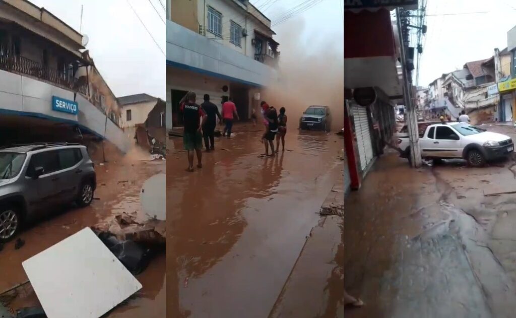 Impressionante: moradores registram desabamento de casa e desespero dos vizinhos devido às chuvas na Zona da Mata