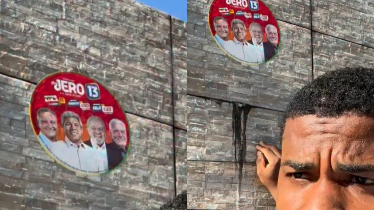 Influenciador denuncia adesivos políticos colados sem autorização